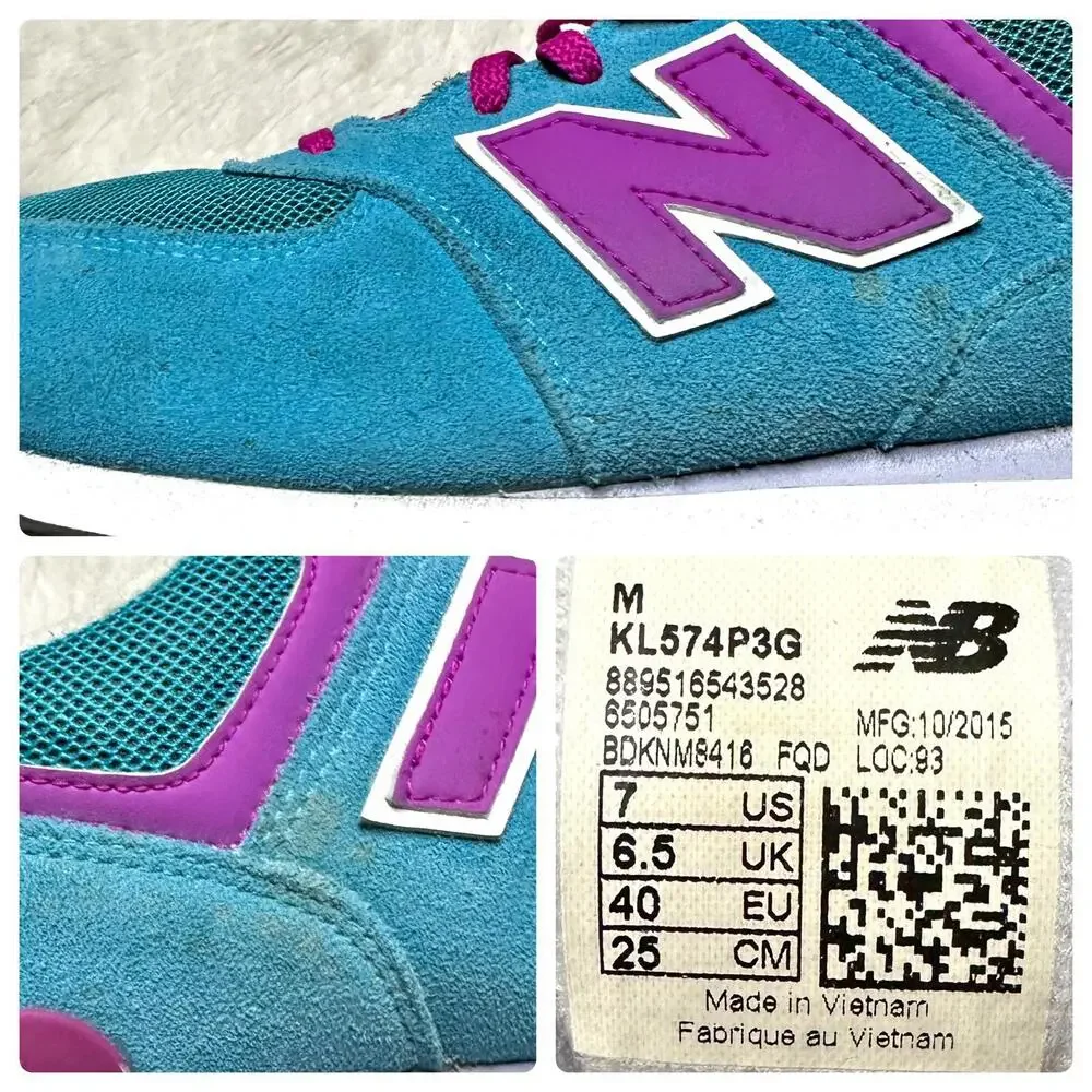 New Balance 574 V1 Blue Lace Up Sneakers Women’s 7 Athletic - Picture 8 of 9